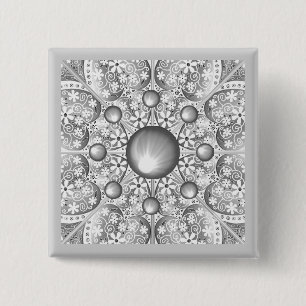 Ceramic Lace Grey 2 Inch Square Button