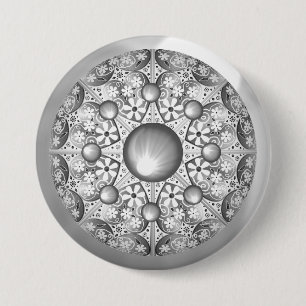 Ceramic Lace Grey 3 Inch Round Button