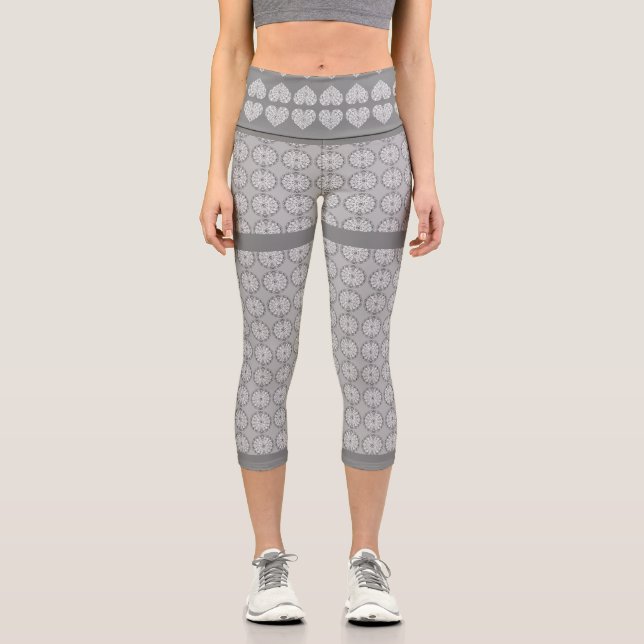 Ceramic Lace grey Capri Leggings (Front)