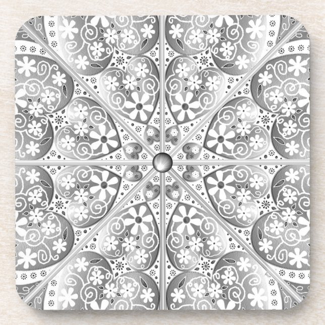Ceramic Lace Grey Coaster (Front)