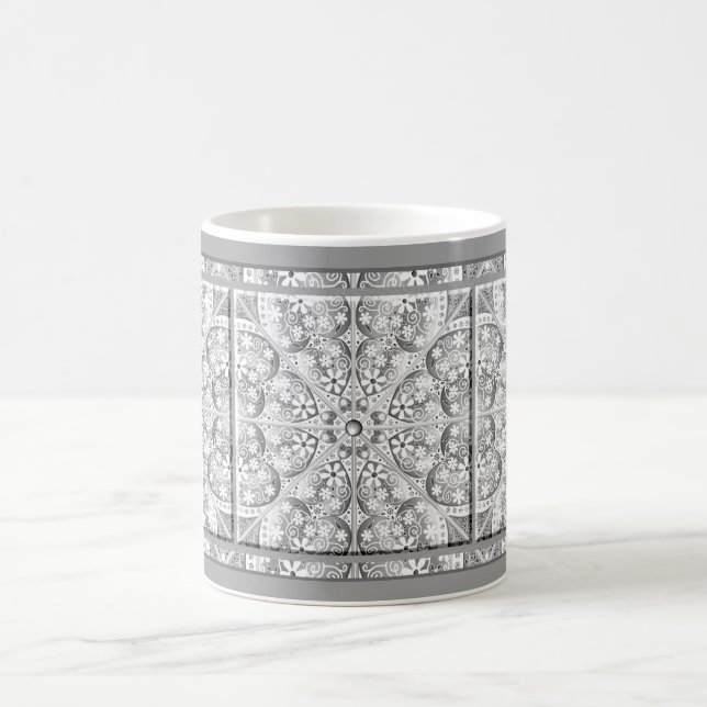 Ceramic lace Grey Coffee Mug (Center)