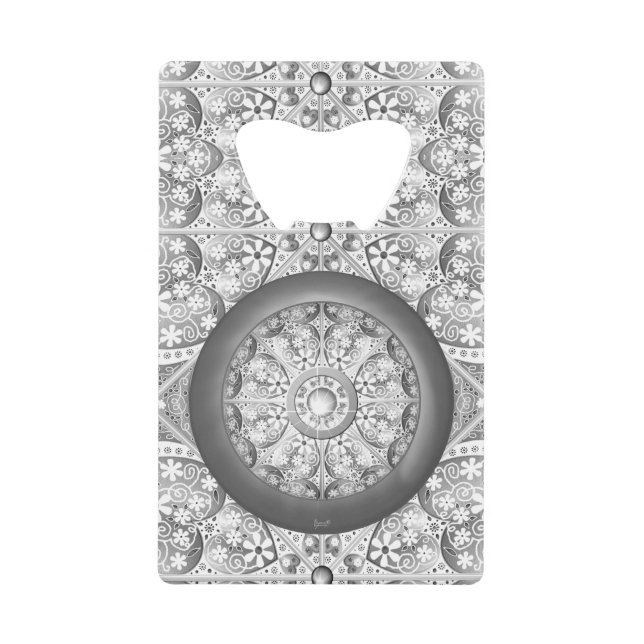 Ceramic Lace Grey Credit Card Bottle Opener (Front)
