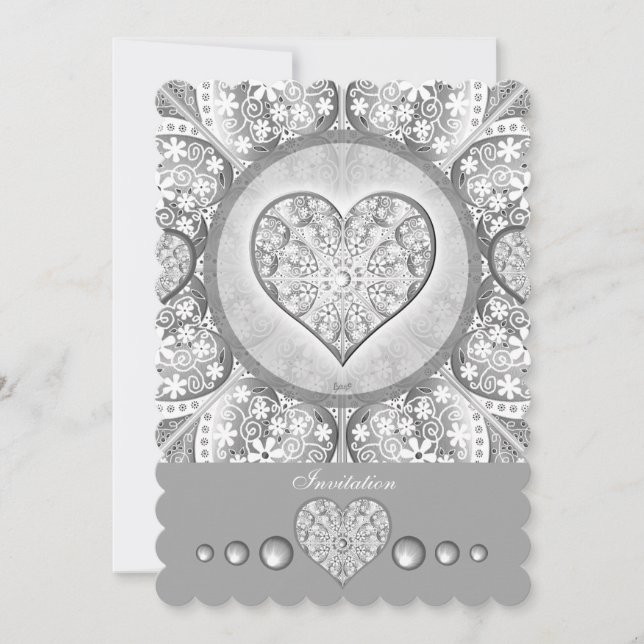 Ceramic Lace grey Invitation (Front)