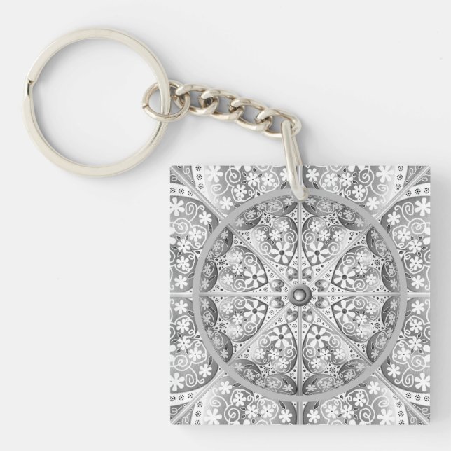 Ceramic lace Grey Keychain (Front)