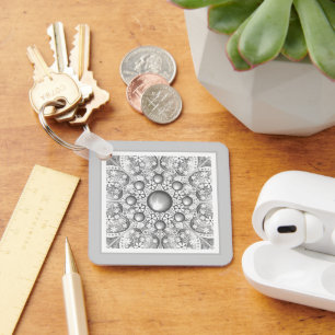 Ceramic lace Grey Keychain