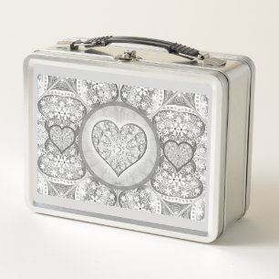Ceramic lace Grey Metal Lunch Box