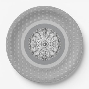 Ceramic lace Grey Paper Plate