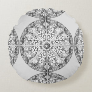 Ceramic lace Grey Round Pillow