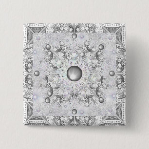 Ceramic lace Grey &snowflake 2 Inch Square Button