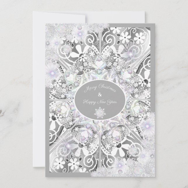 Ceramic lace grey & snowflake card (Front)
