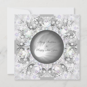 Ceramic lace grey & snowflake holiday card