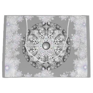 Ceramic lace grey & snowflake large gift bag