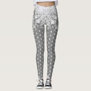 Ceramic lace grey & snowflake leggings