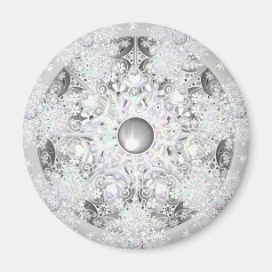 Ceramic Lace Grey & snowflake Magnet
