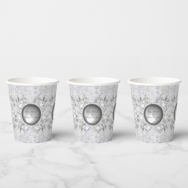 Ceramic lace grey & snowflake paper cups (Multi)