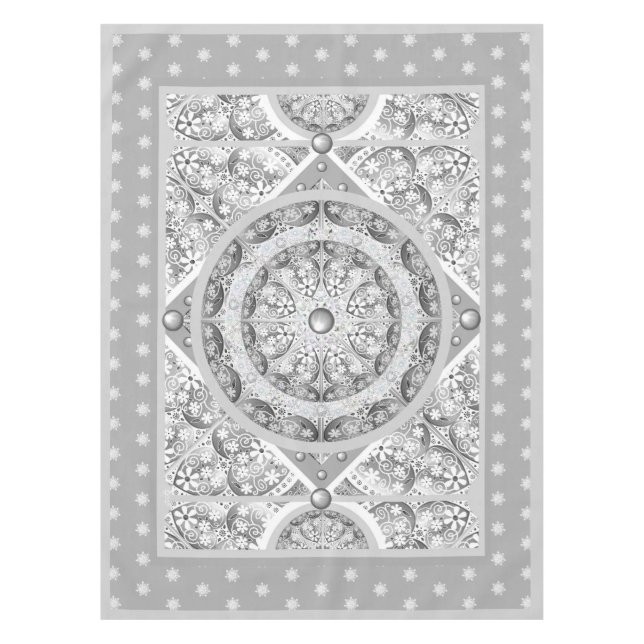 Ceramic lace grey & snowflake tablecloth (Front)