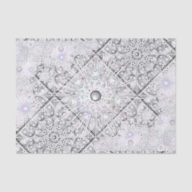 Ceramic lace grey & snowflake tissue paper (Front)