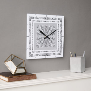 Ceramic Lace Grey Square Wall Clock