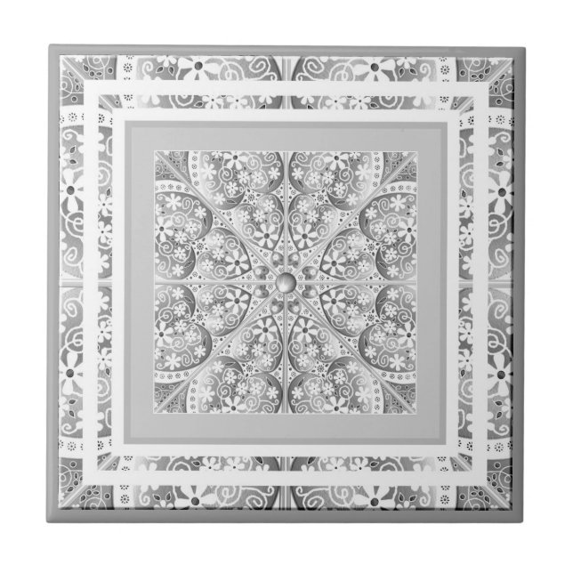 Ceramic lace Grey Tile (Front)