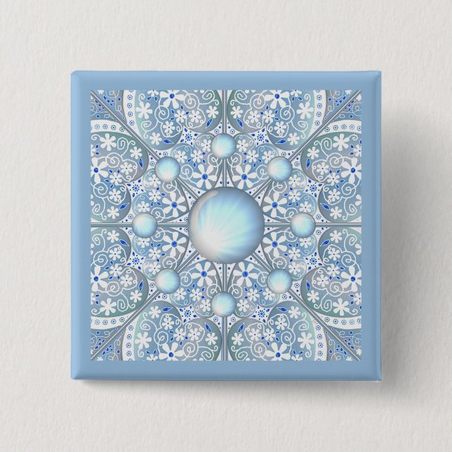 Ceramic Lace light blue 2 Inch Square Button (Front)