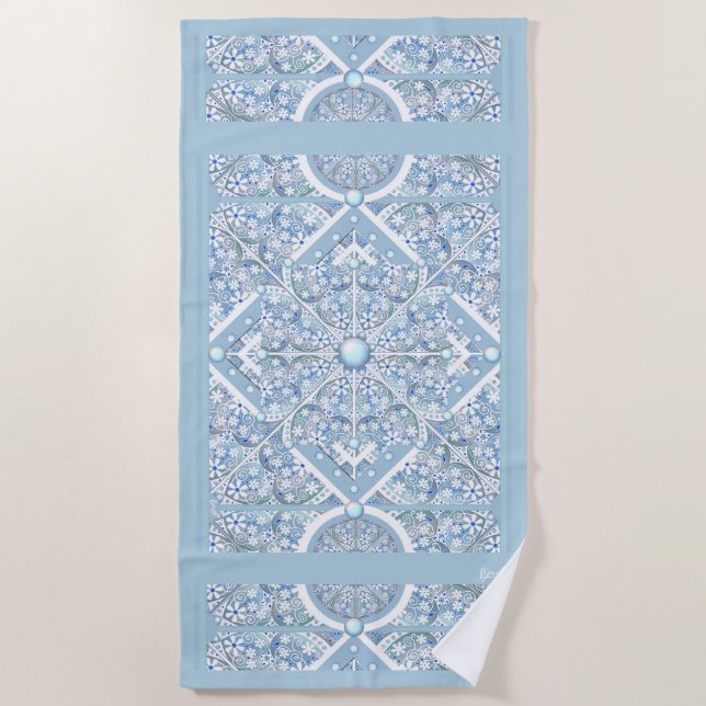 Ceramic lace Light blue Beach Towel (Front)