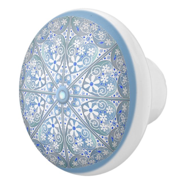 Ceramic lace Light blue Ceramic Knob (Right)