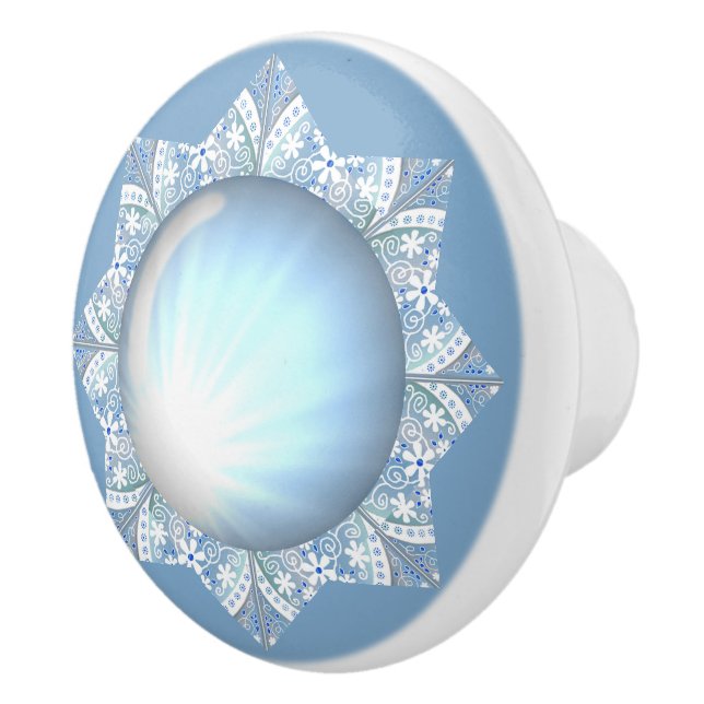 Ceramic lace Light blue Ceramic Knob (Right)