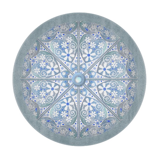 Ceramic Lace light blue Cutting Board (Front)