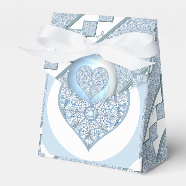 Ceramic Lace Light Blue Favor Box (Front Side)