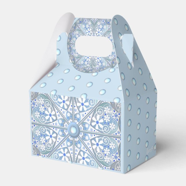 Ceramic Lace Light Blue Favor Box (Front Side)