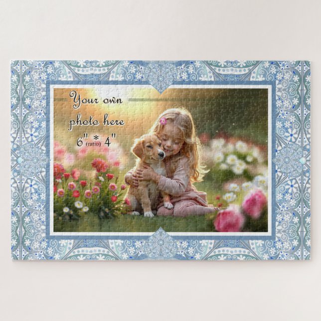 Ceramic Lace Light Blue  Jigsaw Puzzle (Horizontal)