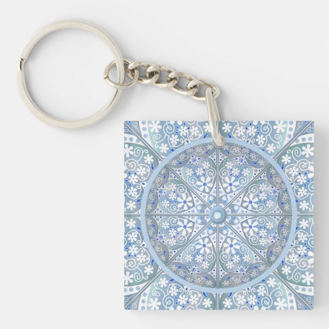 Ceramic lace Light blue Keychain (Front)