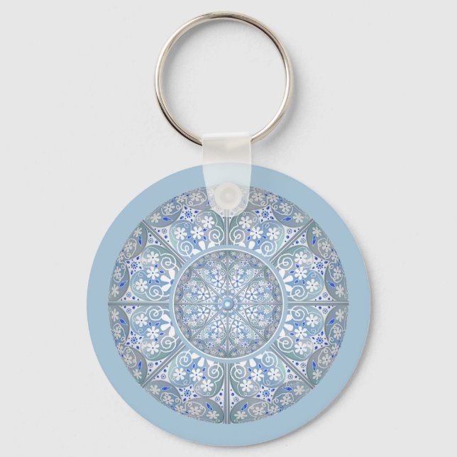 Ceramic lace Light blue Keychain (Front)