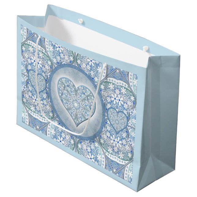 Ceramic lace Light blue Large Gift Bag (Front Angled)