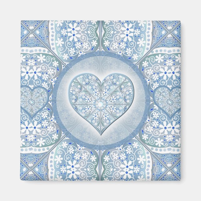 Ceramic lace Light blue Magnet (Front)