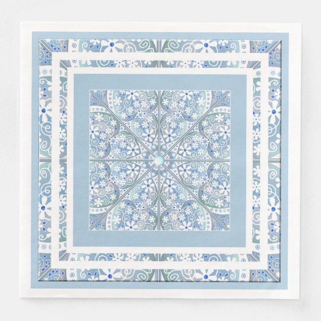 Ceramic Lace light blue Napkin (Front)