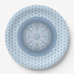 Ceramic lace Light blue Paper Plate