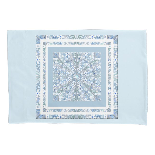 Ceramic lace light blue pillowcase (Front)