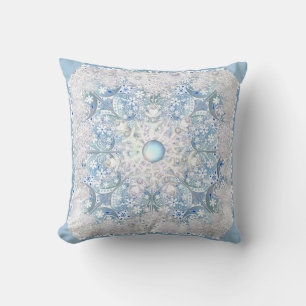 Ceramic lace light blue & snowflake throw pillow