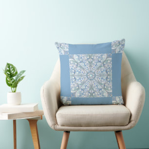 Ceramic lace light blue throw pillow