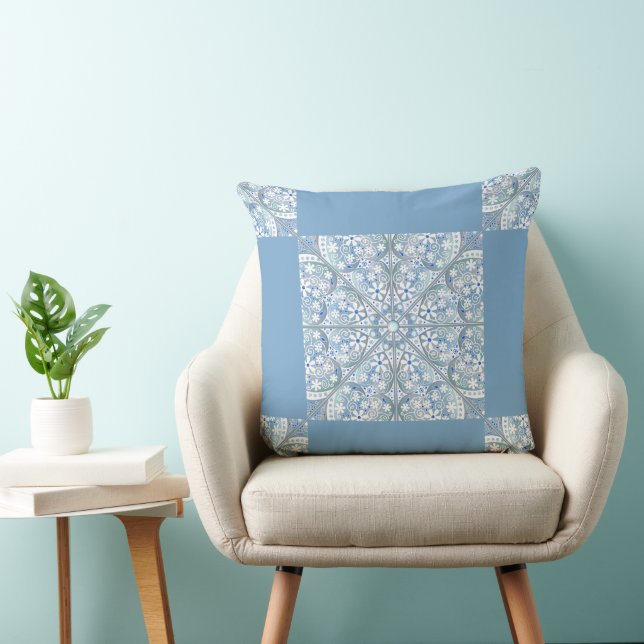 Ceramic lace light blue throw pillow (Chair)