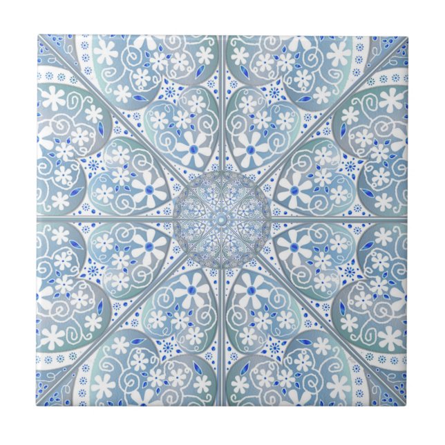 Ceramic Lace Light Blue Tile (Front)