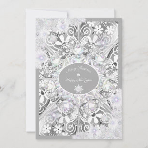 Ceramic lace light grey & snowflake card