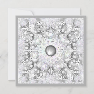 Ceramic lace light grey & snowflake invitation