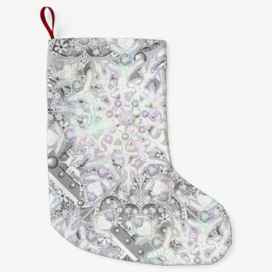 Ceramic lace light grey & snowflake small christmas stocking
