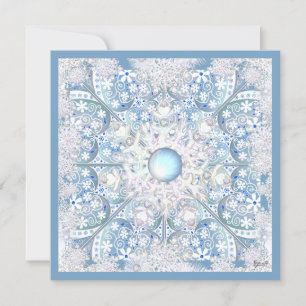Ceramic lace sky blue & snowflake invitation