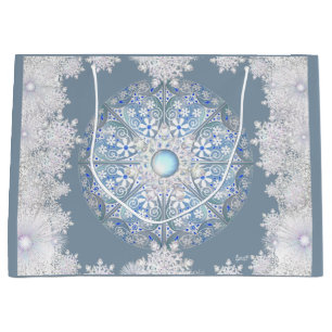 ceramic lace sky blue & snowflake large gift bag