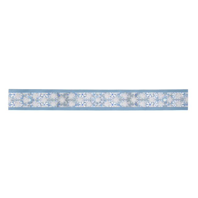 Ceramic lace sky blue & snowflake satin ribbon (Front)