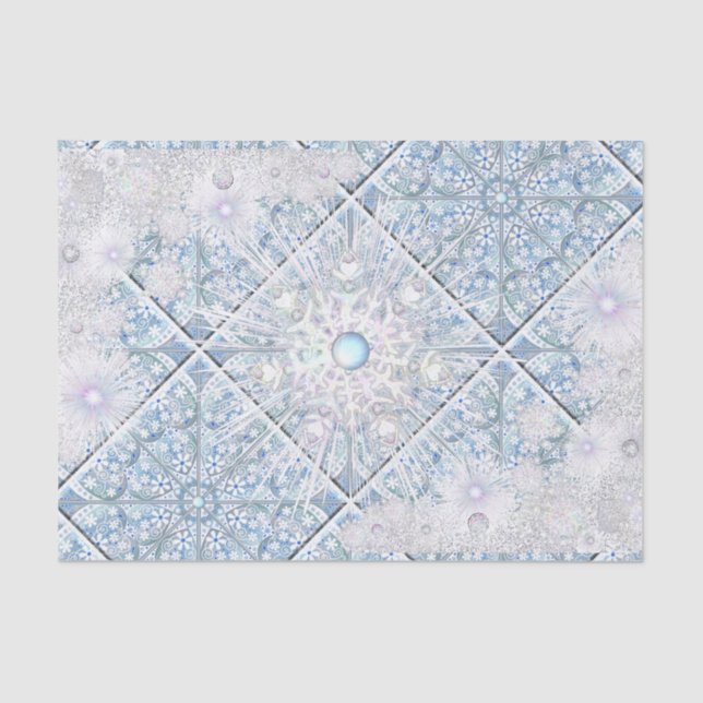 Ceramic lace sky blue & snowflake tissue paper (Front)