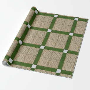 Ceramic Mediterranean Tiles Green Grey Wrapping Paper